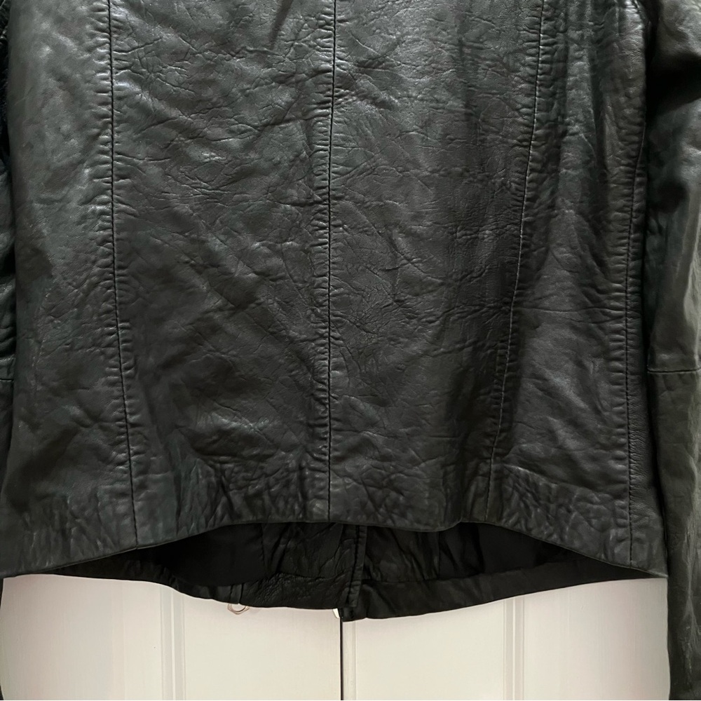 Madewell Washed Leather Motorcycle Jacket Black Moto Zippers size XS - Picture 9 of 15
